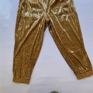 Shavonne Dorsey gold sequin jogger size L with pockets 100% Nylon